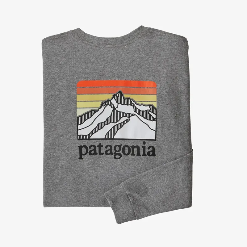 Patagonia Line Logo Ridge Responsibili-Tee Mens LS Gravel Heather